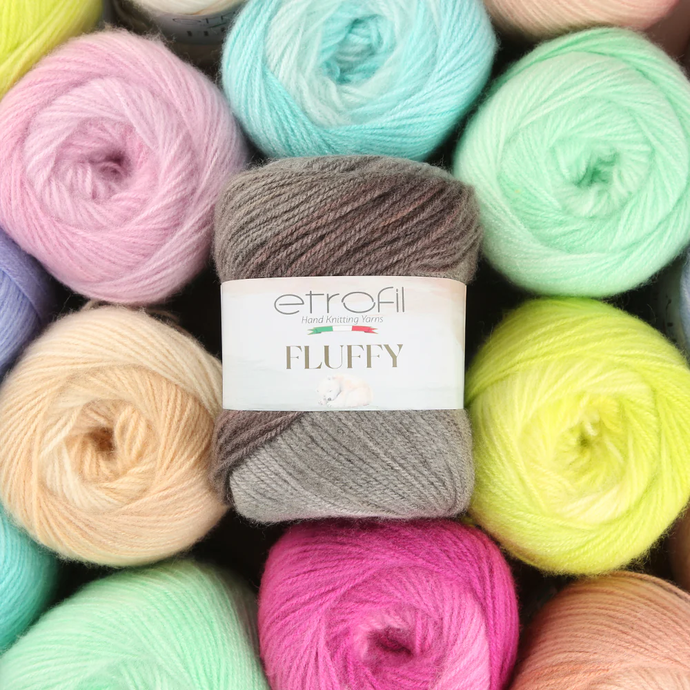 Etrofil Fluffy Hand Knitting Yarn, Neon Yellow - SE1148 - Image 4