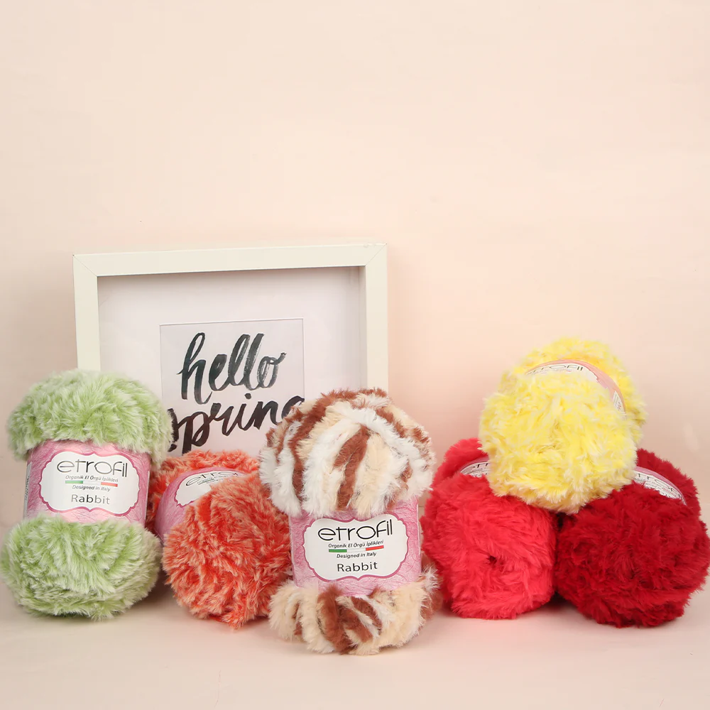 Etrofil Rabbit Fur Yarn,Red - 73289 - Image 3