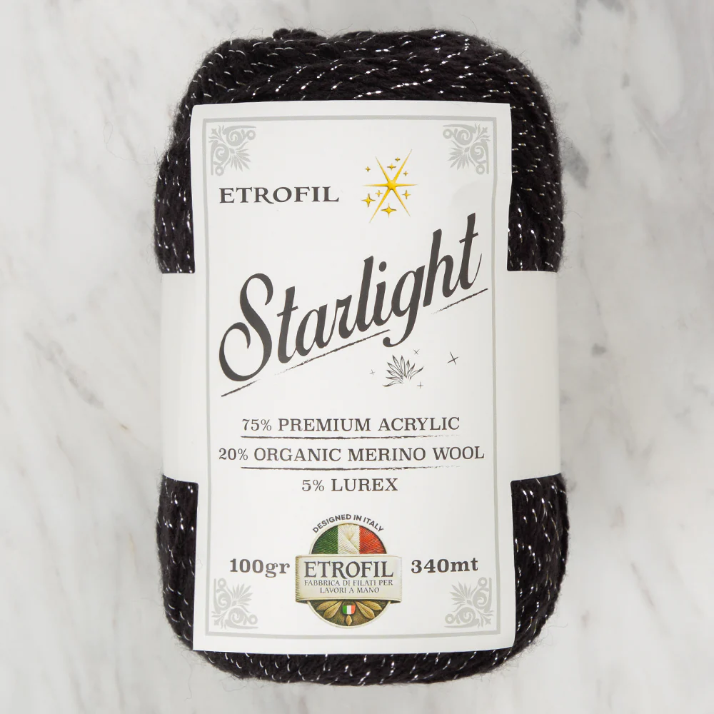 Etrofil Starlight Hand Knitting Yarn , Black - 70978
