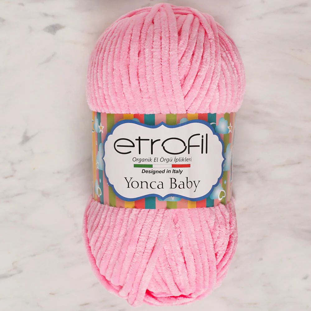 Etrofil Yonca Chenille Yarn, Baby Pink - 73106