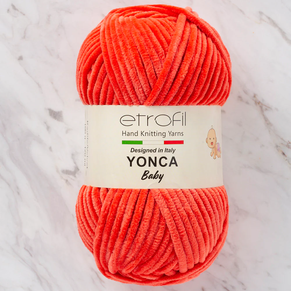 Etrofil Yonca Chenille Yarn, Orange - 70216