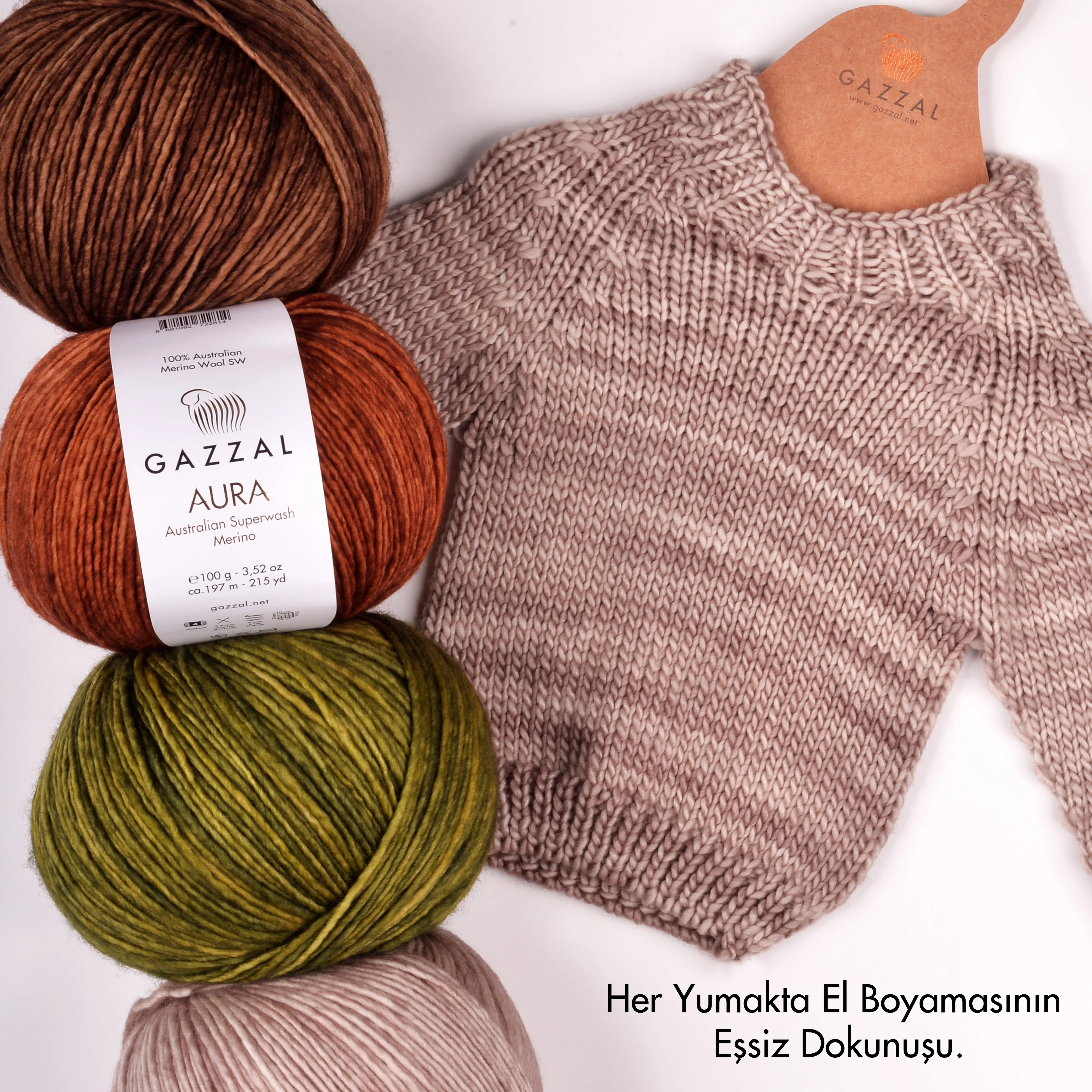 Gazzal Aura Hand Knitting Yarn - Green – 162 - Image 5