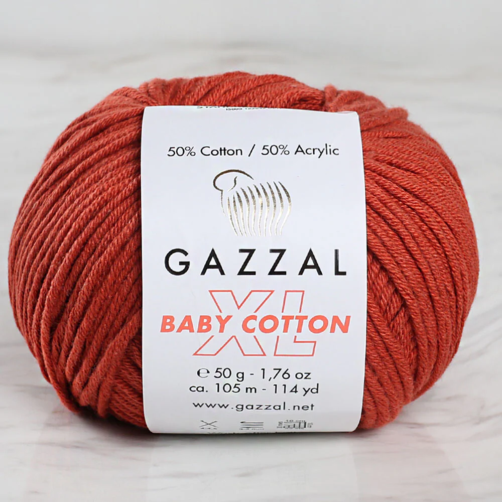 Gazzal Baby Cotton XL Baby Yarn, Brick Color - 3453