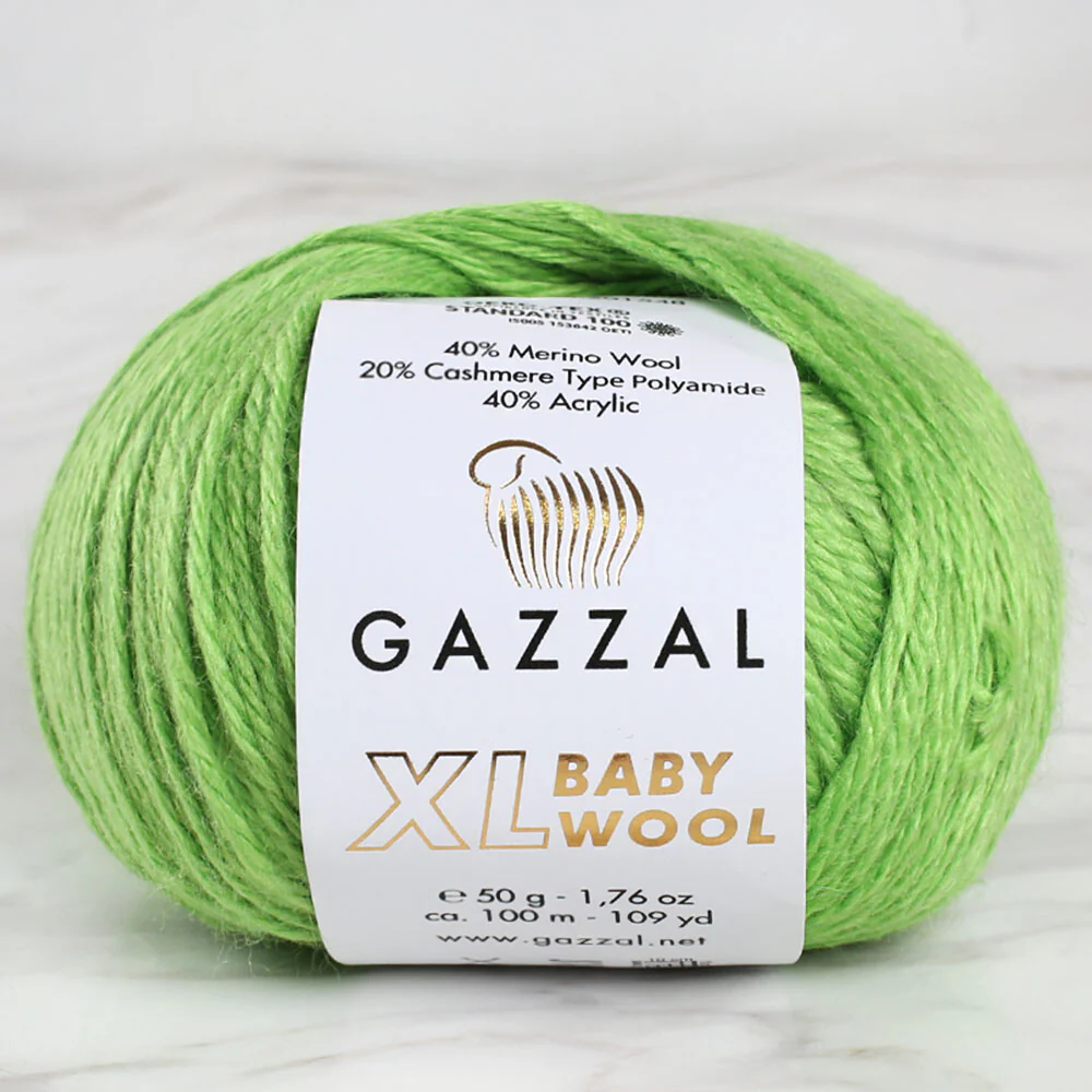 Gazzal Baby Wool XL Knitting Yarn, Green - 821XL