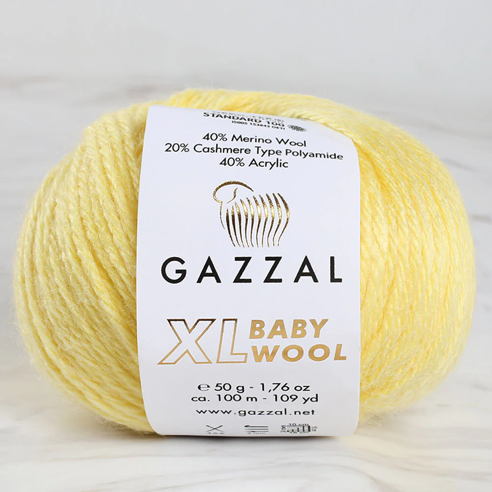 Gazzal Baby Wool XL Knitting Yarn, Yellow - 833XL