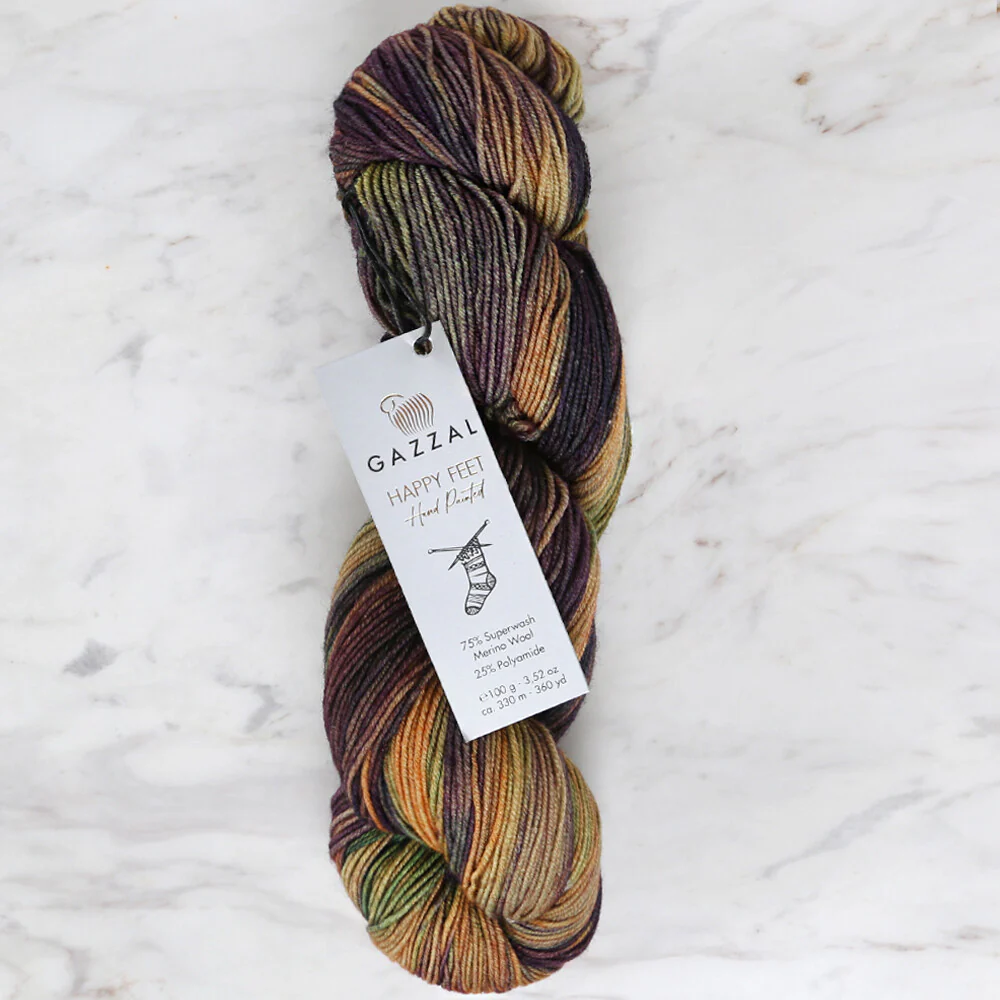 Gazzal Happy Feet Socks Knitting Yarn , Variegated - 3257