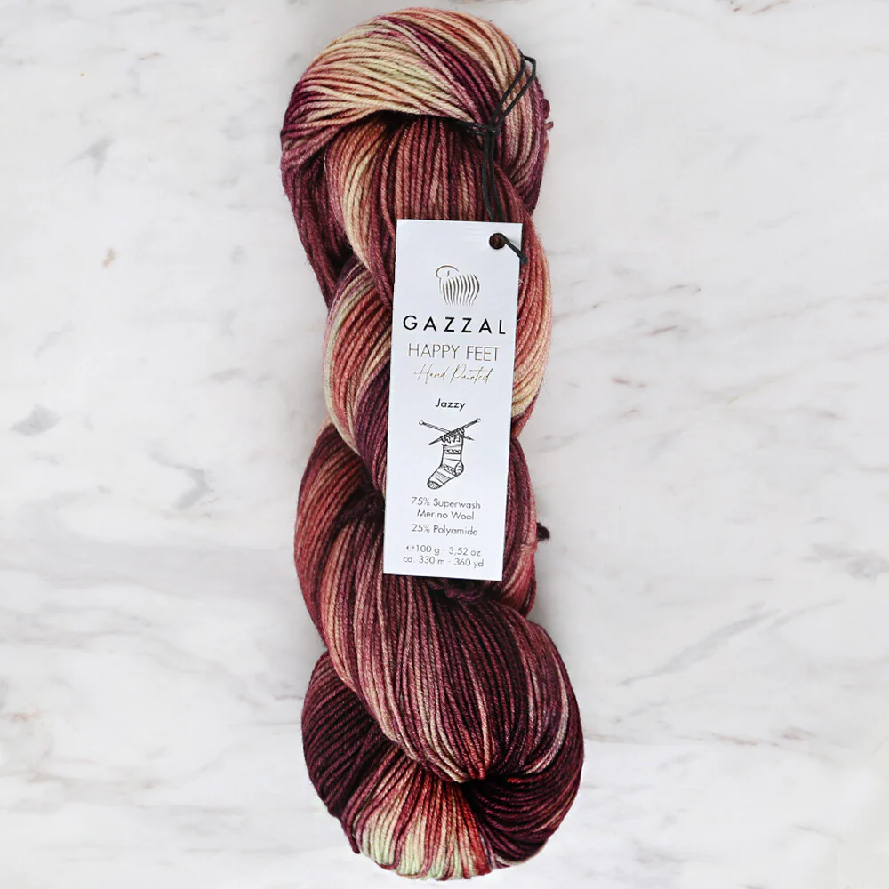 Gazzal Happy Feet Socks Knitting Yarn , Variegated - 3260