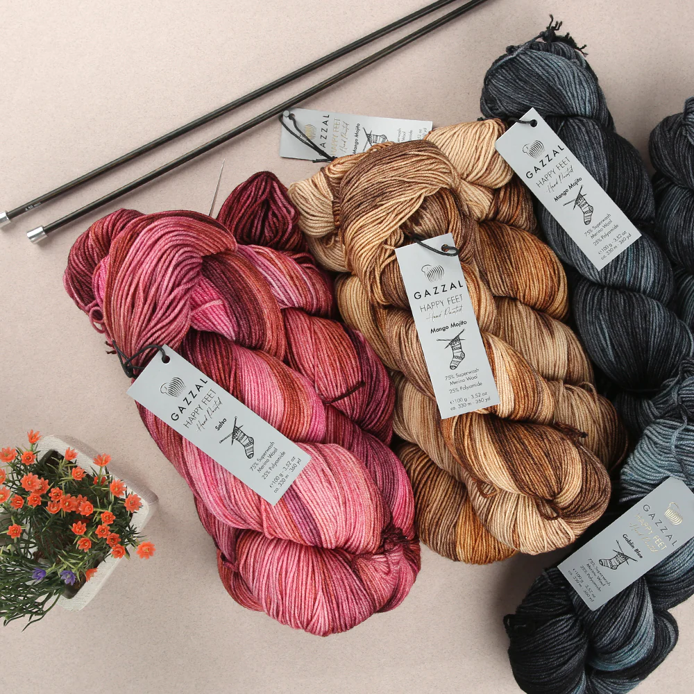 Gazzal Happy Feet Socks Knitting Yarn , Variegated - 3267 - Image 3
