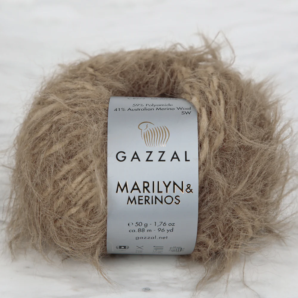 Gazzal Marilyn&Merinos Hand Knitting Yarn, Brown - 8272