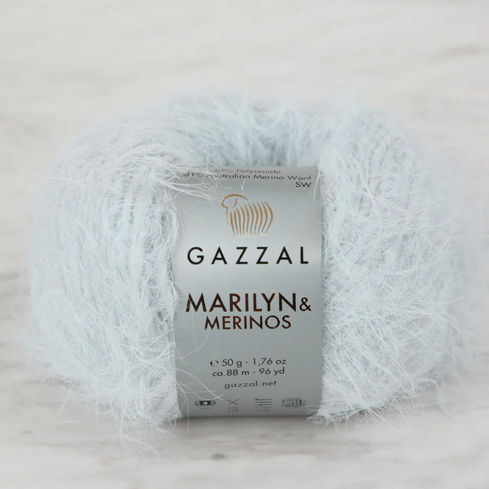 Gazzal Marilyn&Merinos Hand Knitting Yarn, Light Blue - 8252