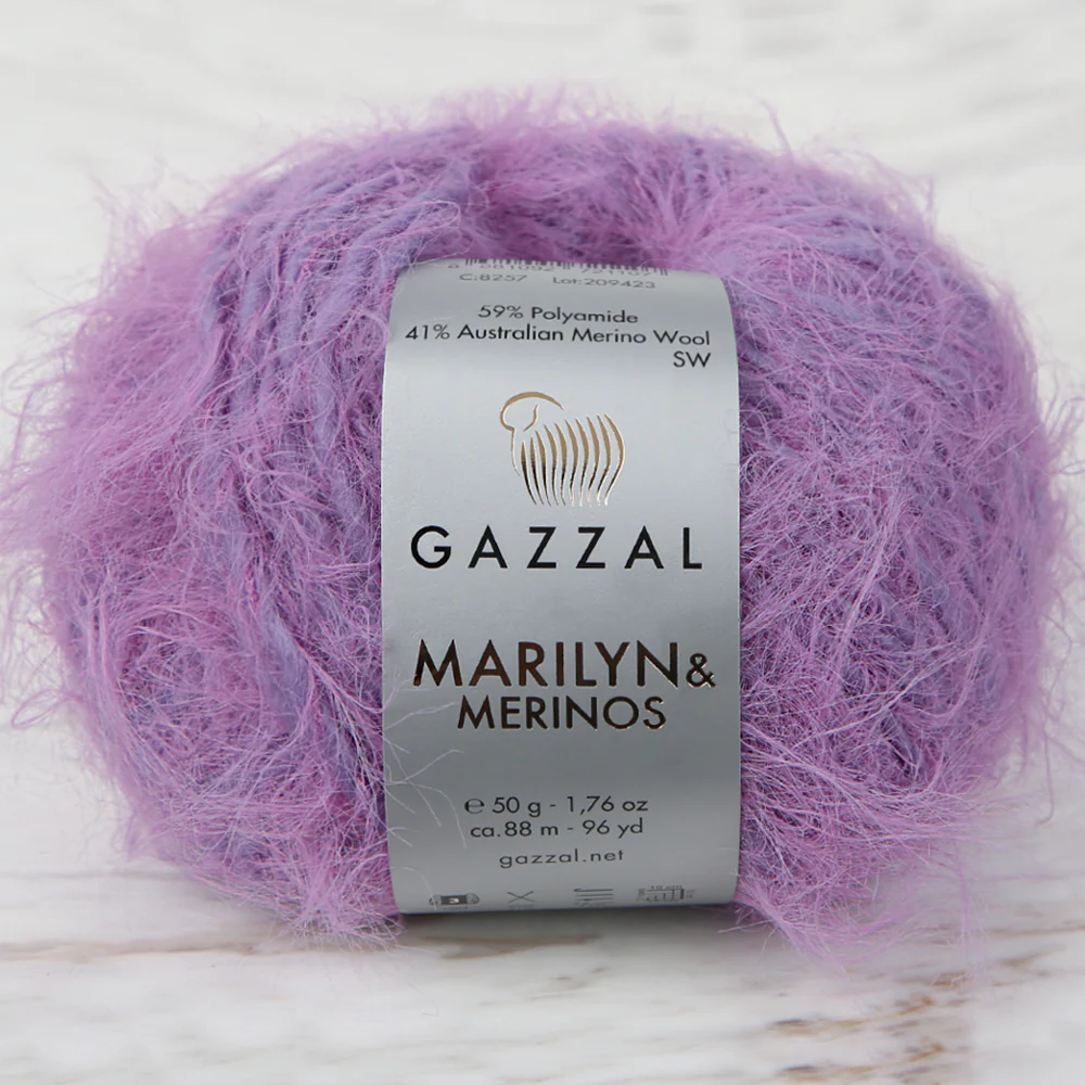Gazzal Marilyn&Merinos Hand Knitting Yarn,Lilac - 8257