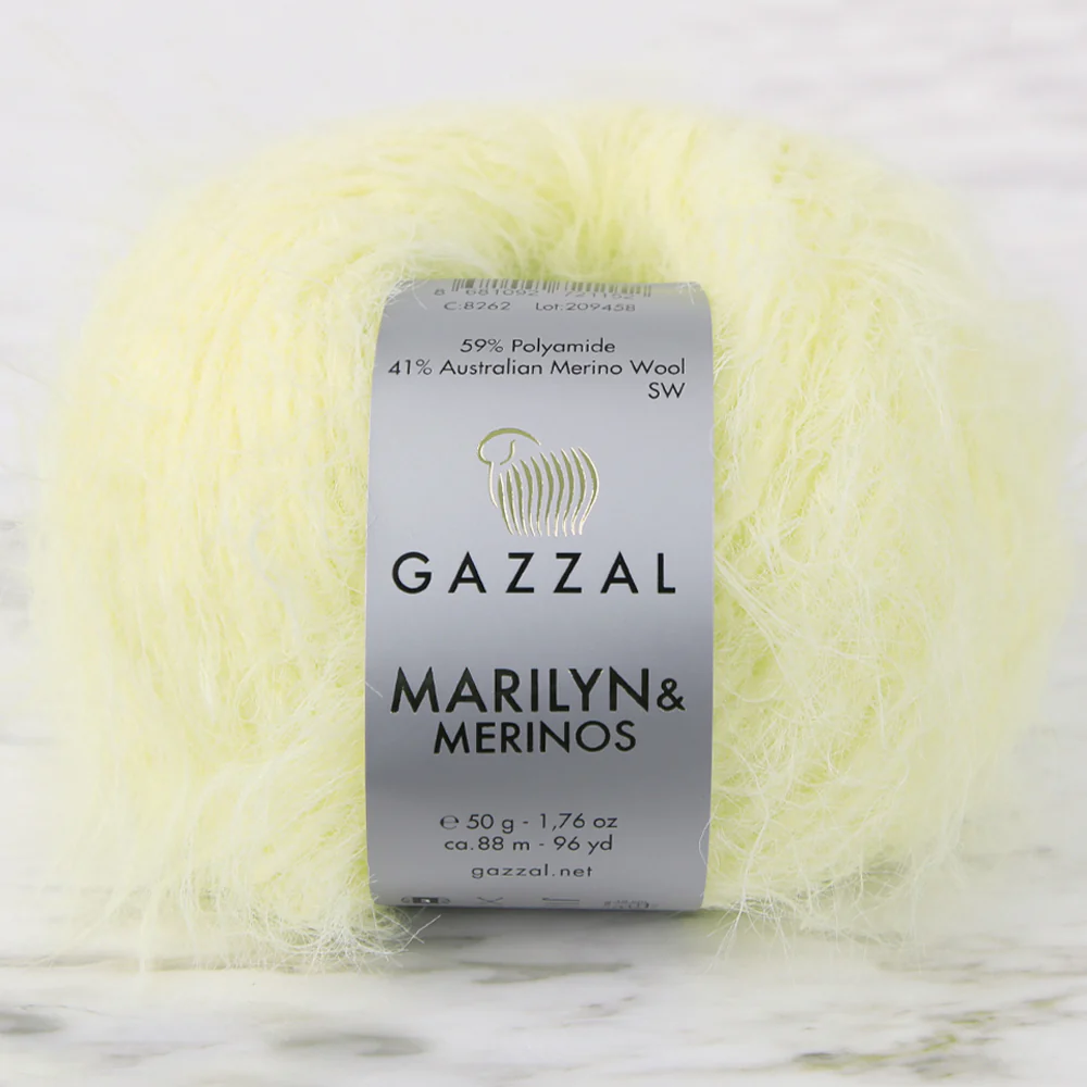 Gazzal Marilyn&Merinos Hand Knitting Yarn,Yellow - 8262