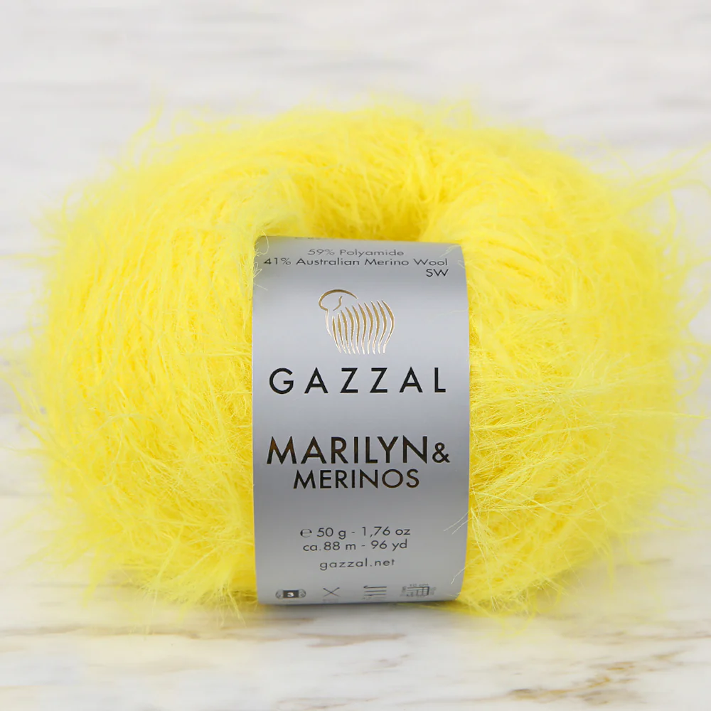 Gazzal Marilyn&Merinos Hand Knitting Yarn,Yellow - 8277