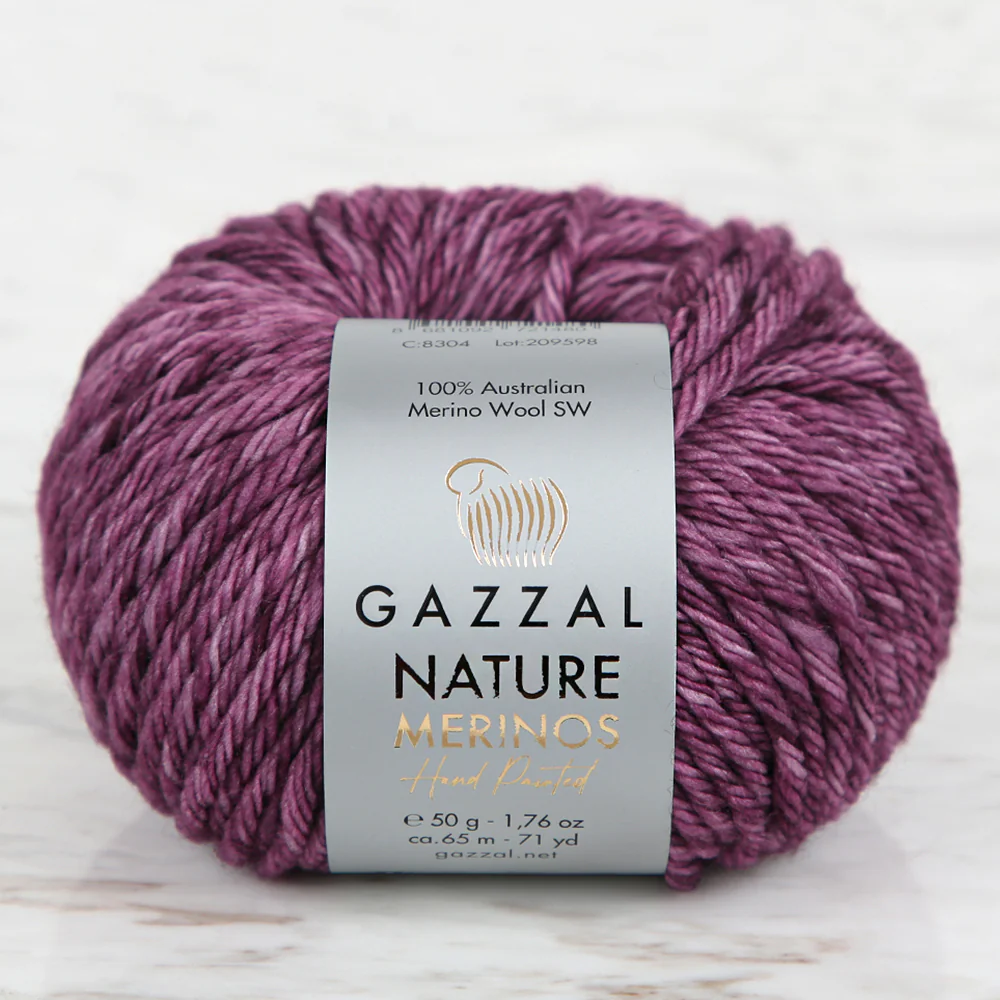 Gazzal Nature Merinos Hand Knitting Yarn,Purple-8304