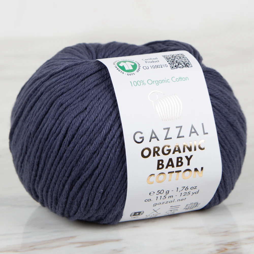 Gazzal Organic Baby Cotton Yarn , Dark Gray - 450