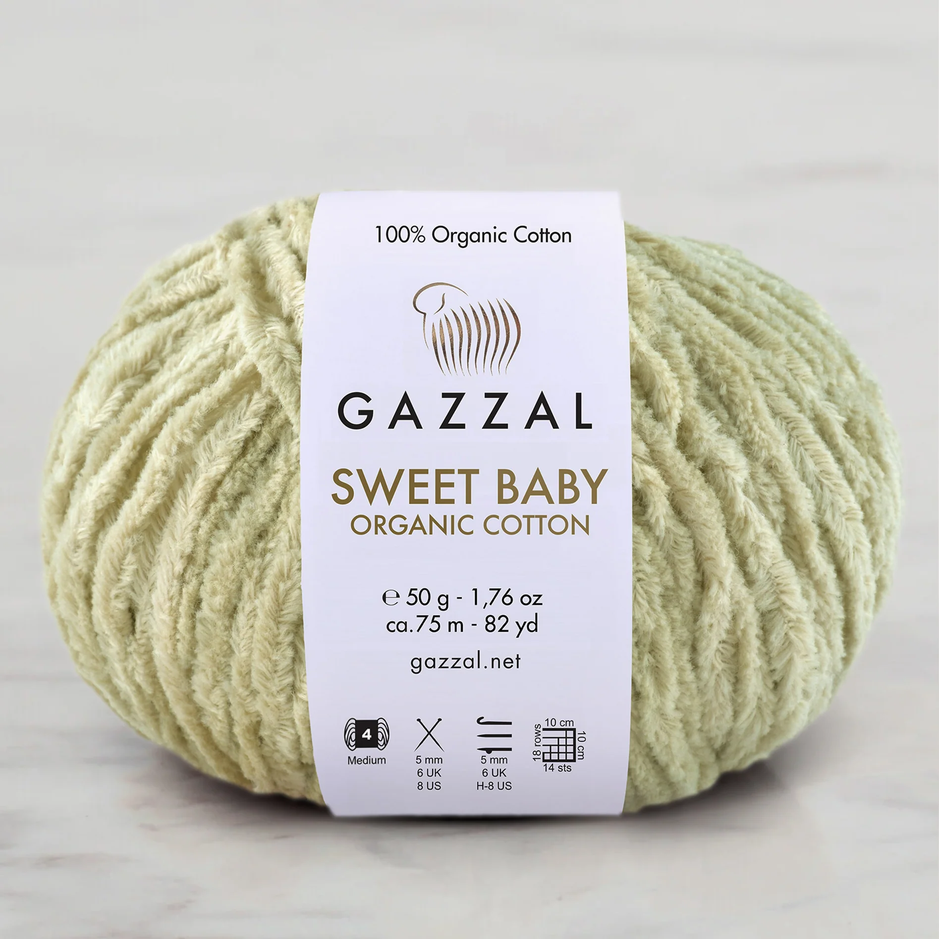 Gazzal Sweet Baby Organic Cotton Hand Knitting Yarn , Green – 2605