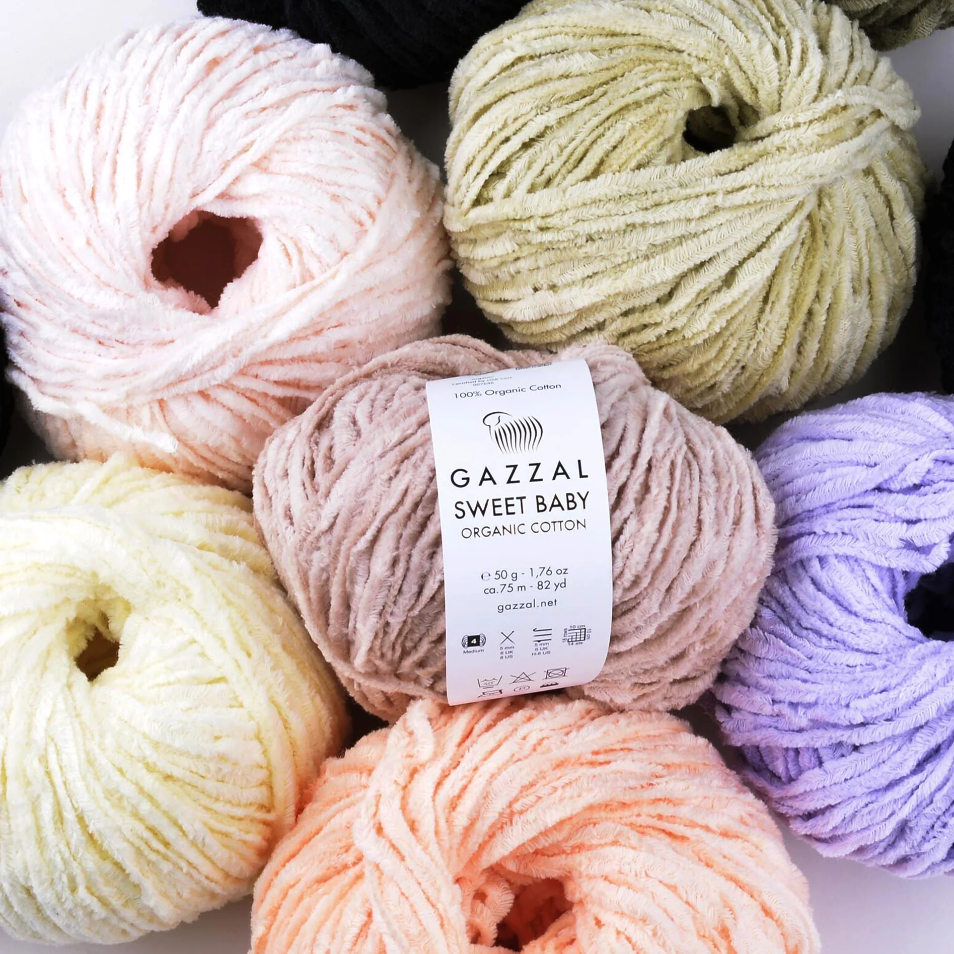 Gazzal Sweet Baby Organic Cotton Hand Knitting Yarn , Green – 2607 - Image 3