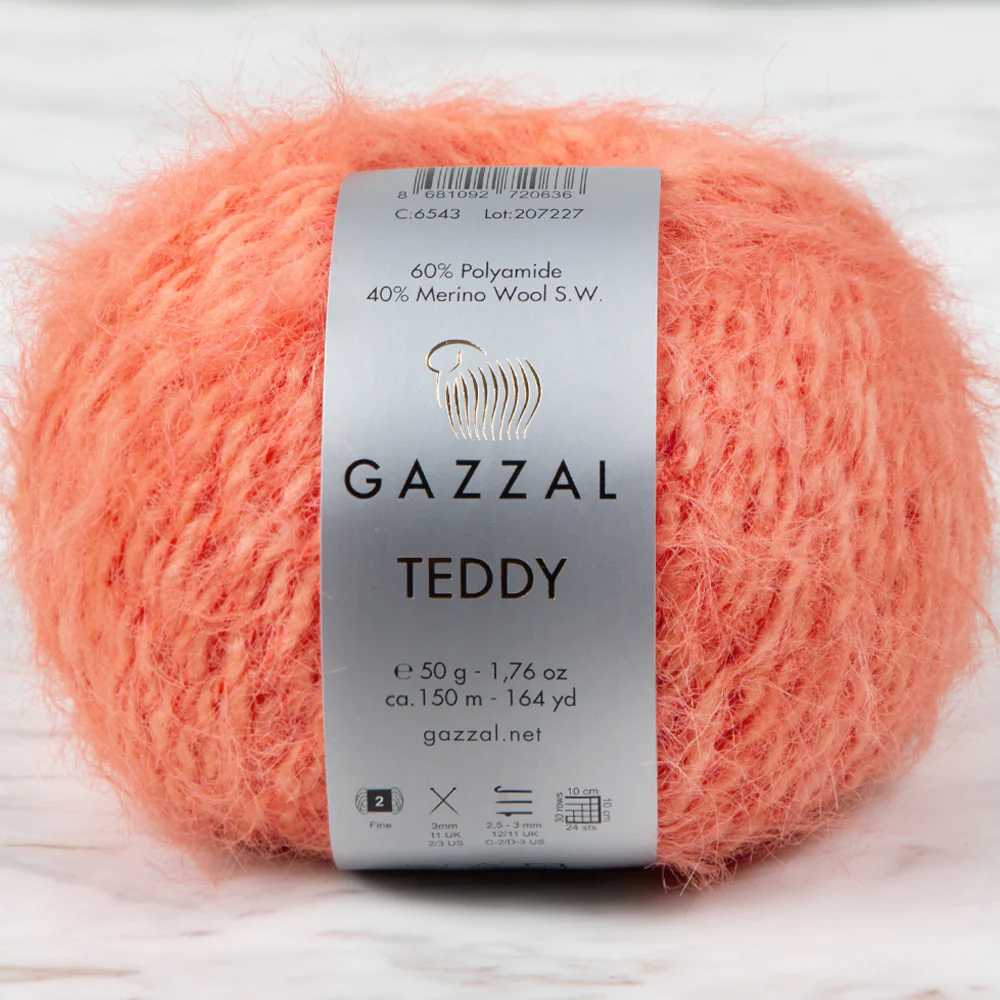 Gazzal Teddy Hand Knitting Yarn, Orange - 6543