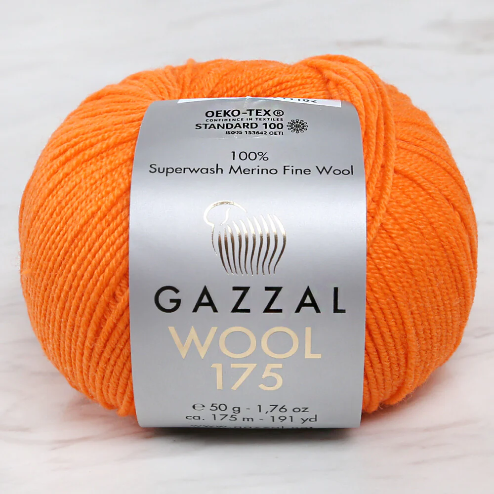 Gazzal Wool 175 50 Gr Yarn, Orange - 354