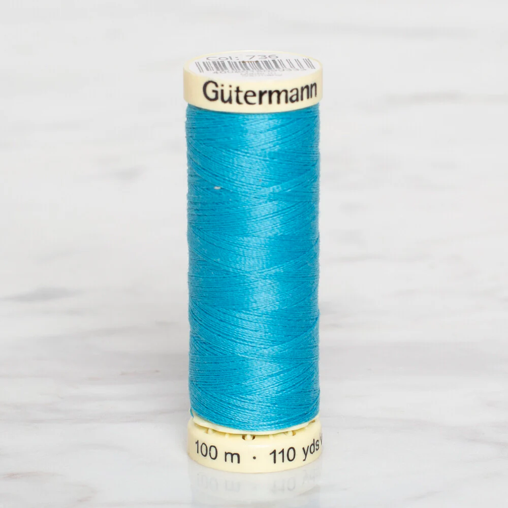 Gütermann Sewing Thread, 100m, Turquoise - 736