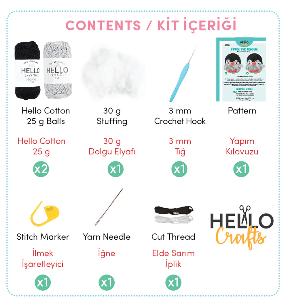 Hello Adorable Amigurumi Kit - Pippen The Penguin - HC882 - Image 4