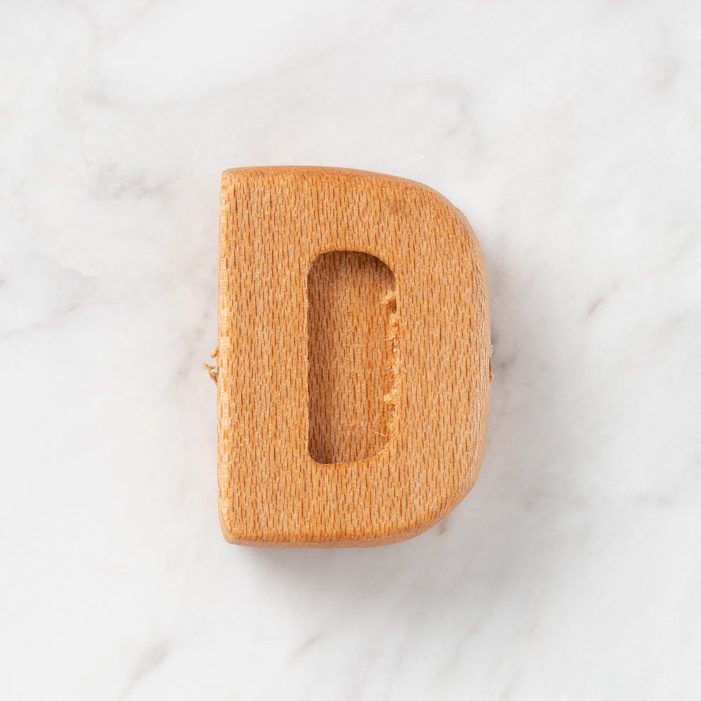 Loren Crafts Letter Shaped Organic Wooden Bead - D