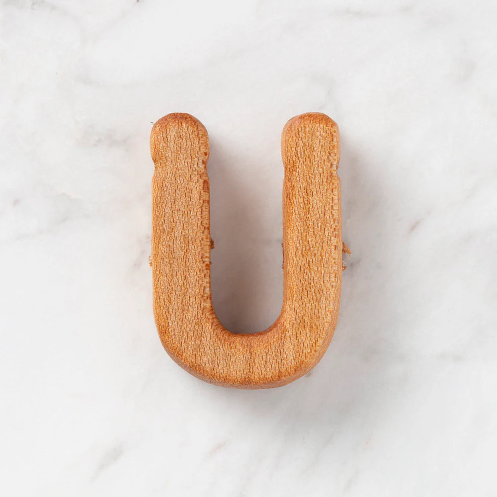 Loren Crafts Letter Shaped Organic Wooden Bead - Ü