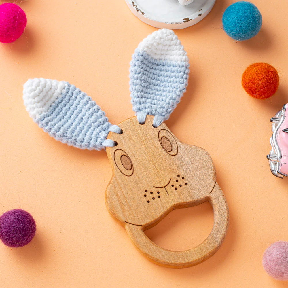 Hobi Baby Rabbit Shaped Organic Wooden Teething Ring - DK032 - Image 3