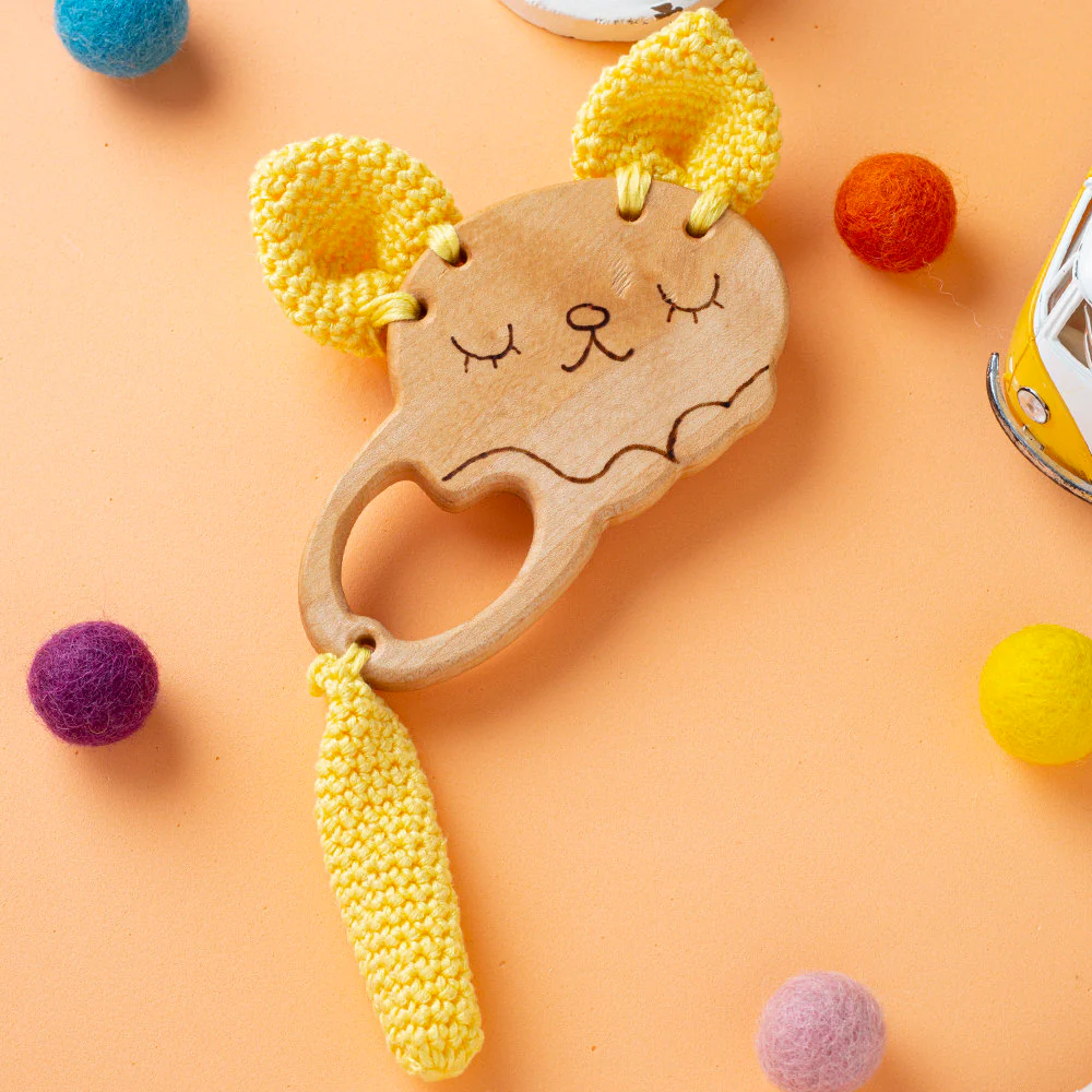 Hobi Baby Rabbit Shaped Organic Wooden Teething Ring - DK032 - Image 4