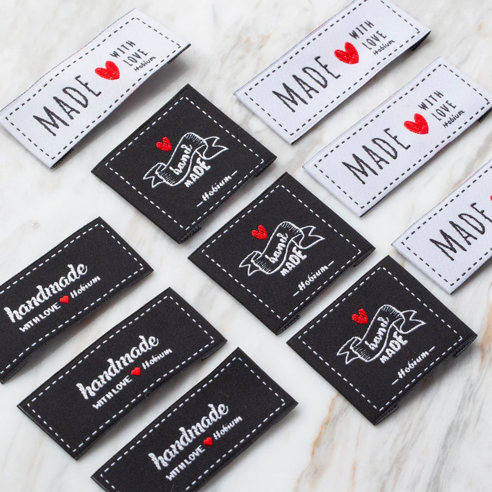 Hobium 10 Pcs "HandMade" Fabric Label