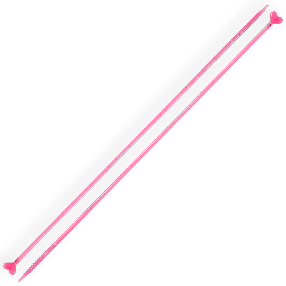 Kartopu 4 mm 35 cm Plastic Heart-Shaped Knitting Needle, Red