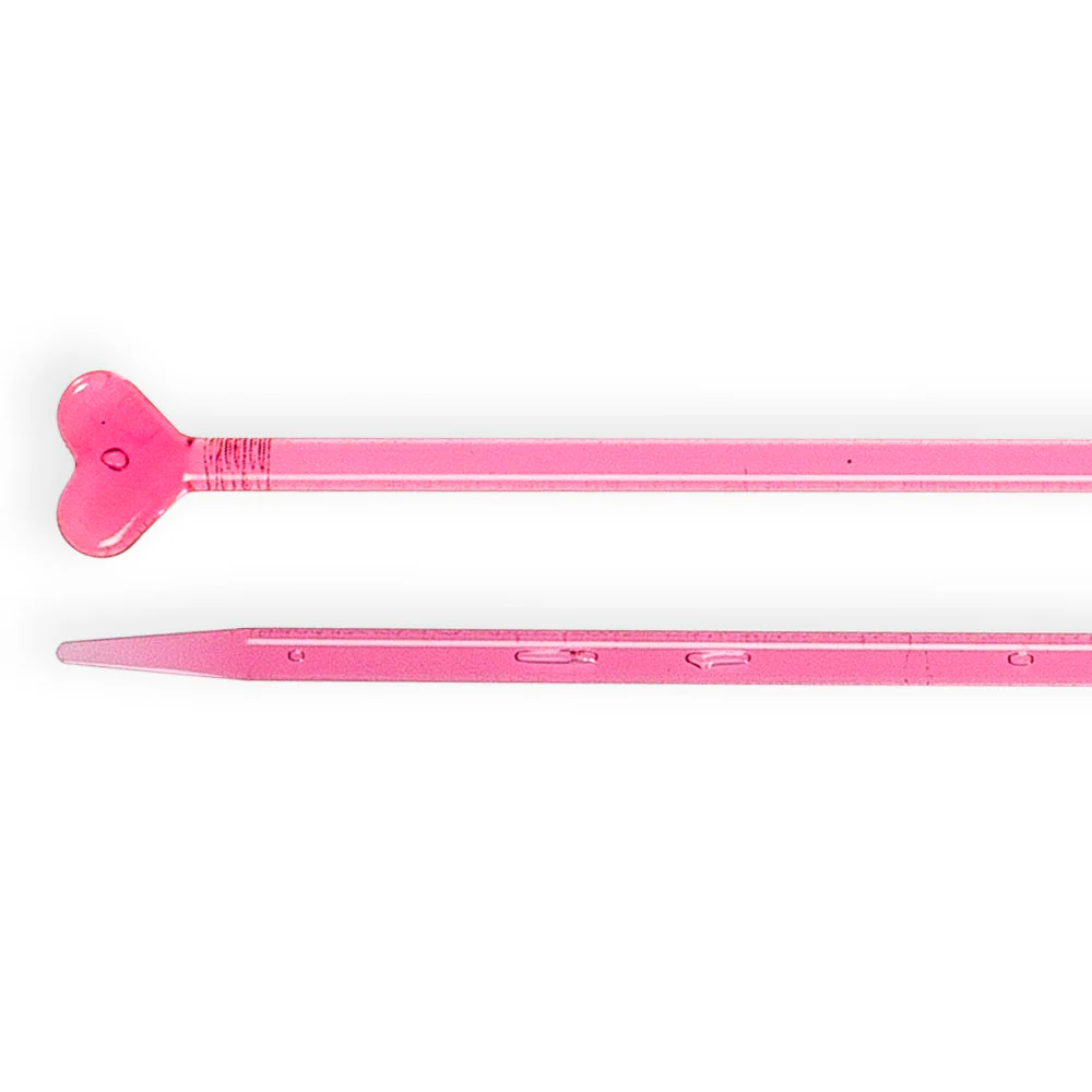 Kartopu 4 mm 35 cm Plastic Heart-Shaped Knitting Needle, Red - Image 2