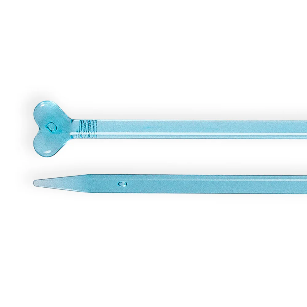 Kartopu 5 mm 35 cm Plastic Heart-Shaped Knitting Needle, Blue - Image 2