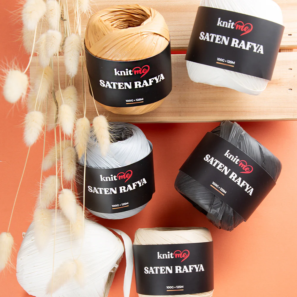 Knitme Satin Raffia Yarn, Cream - 5 - Image 3