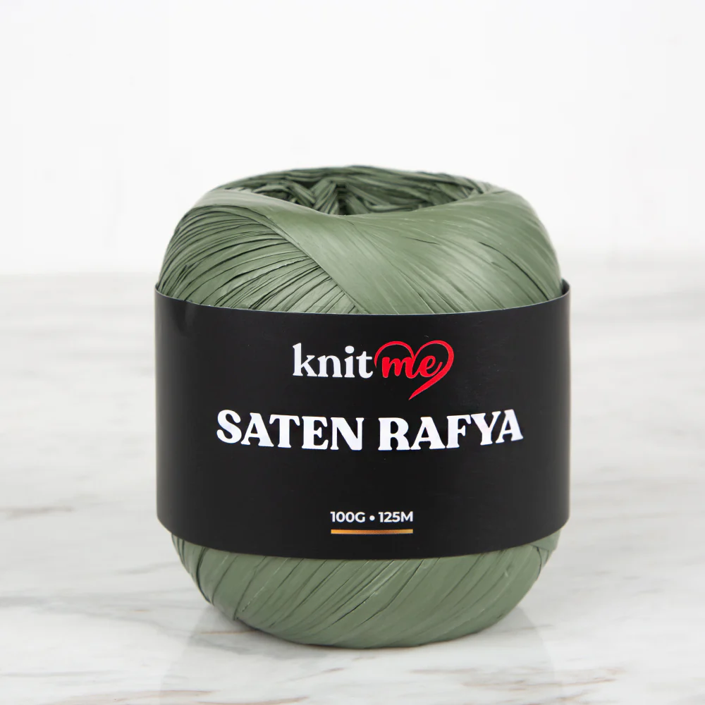Knitme Satin Raffia Yarn,Green- 6