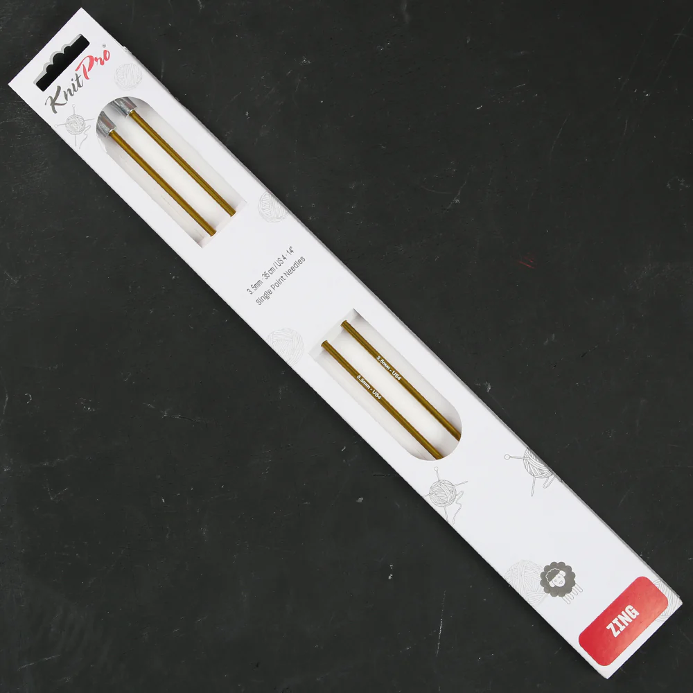 KnitPro Zing 3.5 mm 35 cm Metal Knitting Needles, Chrysolite - 47297