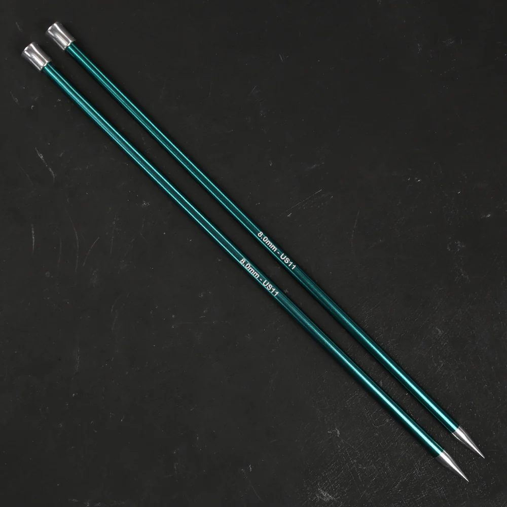 KnitPro Zing 8 mm 35 cm Metal Knitting Needles, Emrald - 47306 - Image 2