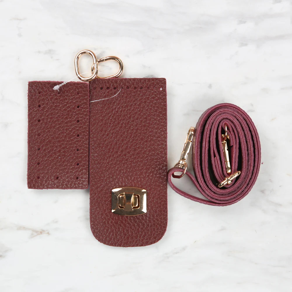 Knitted Base, Clip Phone Set 6.5x14 cm Claret Red BA-0058