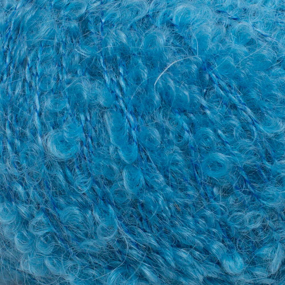 La Mia 50 Gr Alpaca Boucle Yarn, Blue - L339 - Image 2