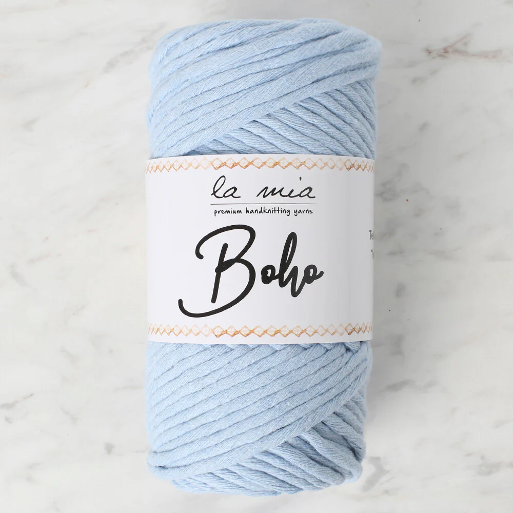 La Mia Boho Cotton Macrame Cord, Light Blue - L069