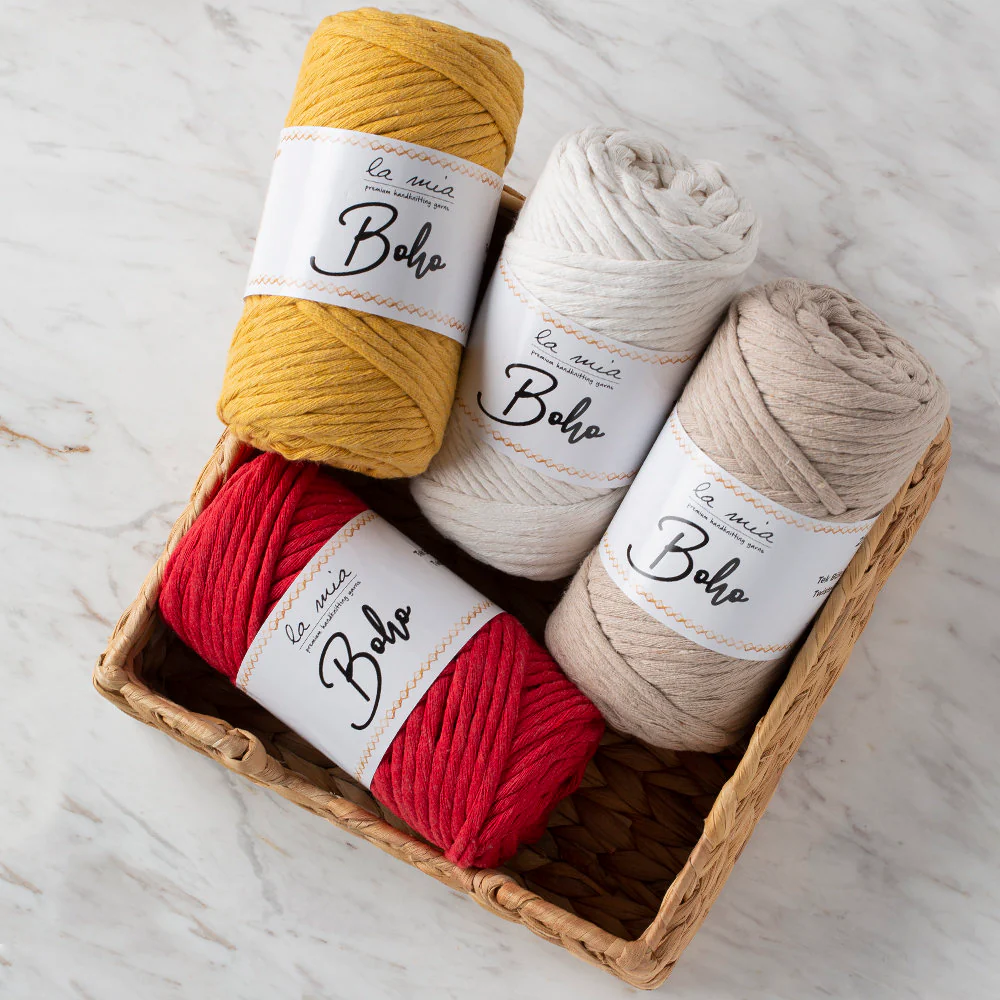 La Mia Boho Cotton Macrame Cord, Red - L033 - Image 3