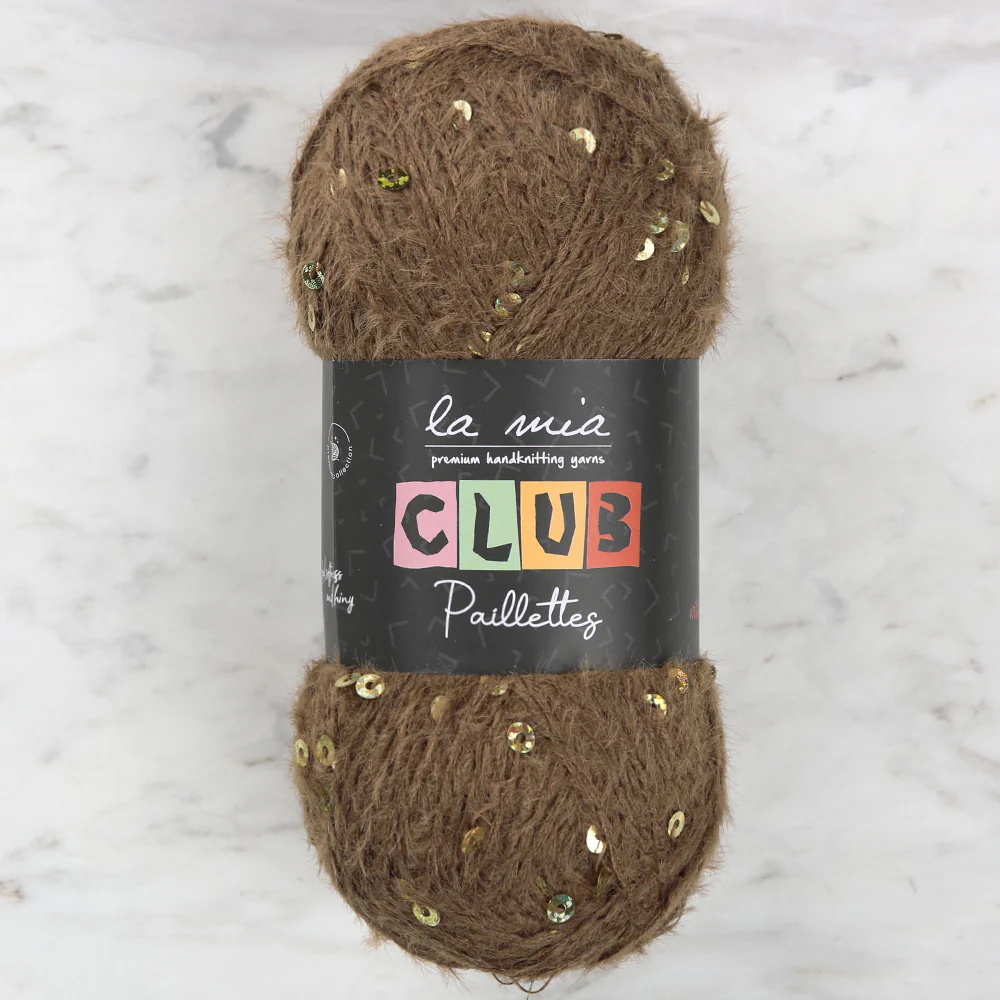 La Mia Club Paillettes Hand Kniitting Yarn, Brown - 621