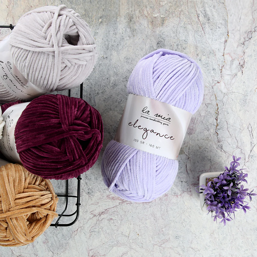 La Mia Elegance Fine Velvet Hand Knitting Yarn,Purple - L915 - Image 3