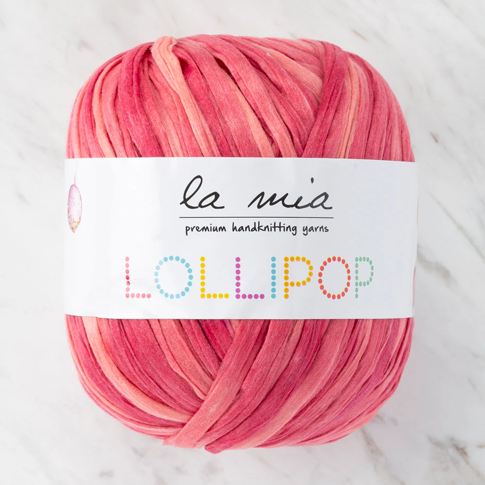 La Mia Lollipop Variegated Tape Yarn, Pink - LL002