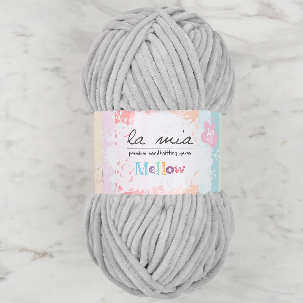 La Mia Mellow Chenille Yarn, Light Grey - 942
