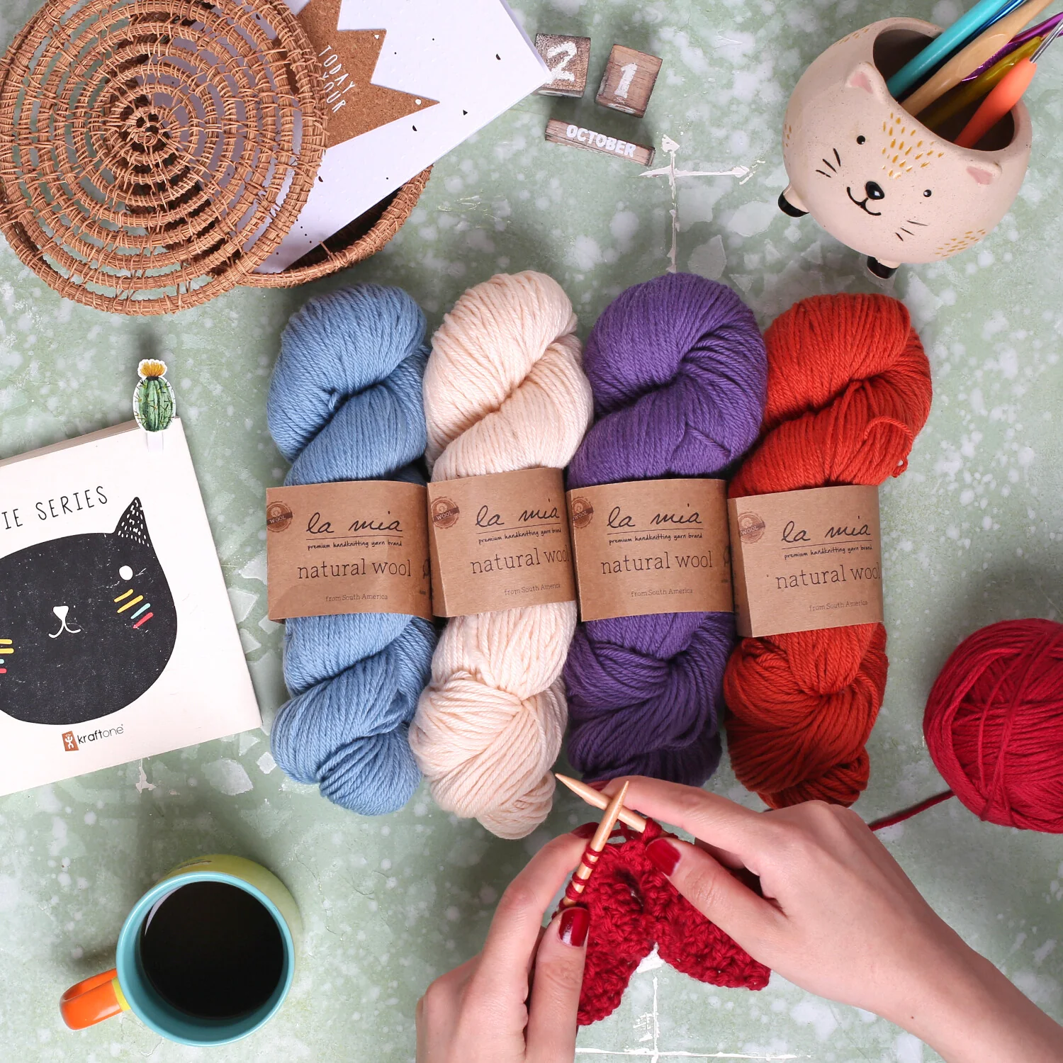 La Mia Natural Wool Knitting Yarn - Brown H6 L006 - Image 4