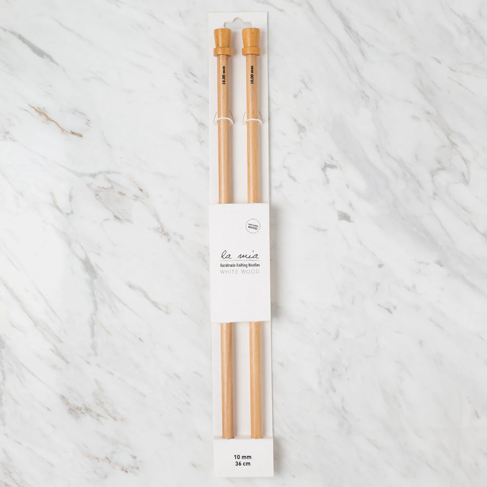 La Mia Whitewood 10 mm 36 cm Wooden Knitting Needle
