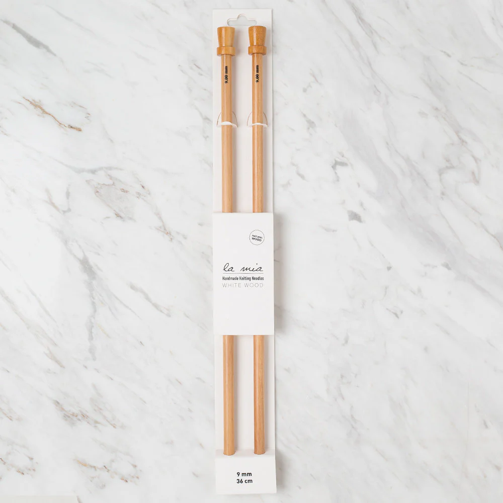 La Mia Whitewood 9 mm 36 cm Wooden Knitting Needle