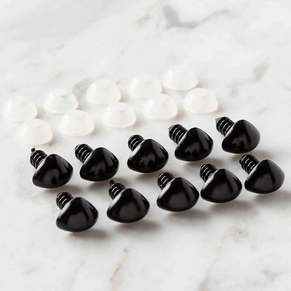 Loren 10-Pack 8mm Plastic Safety Amigurumi Nose, Black