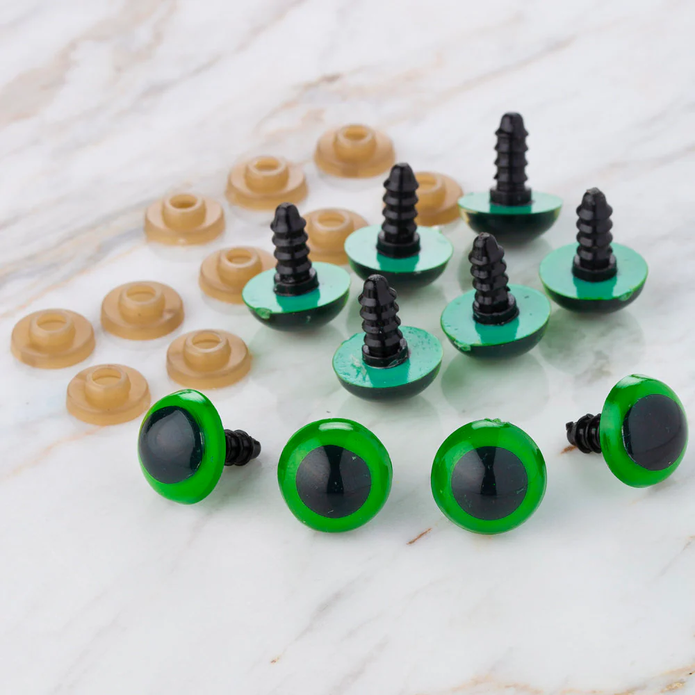 Loren 14 mm 5 Pairs Amigurumi Safety Plastic Eyes, Green